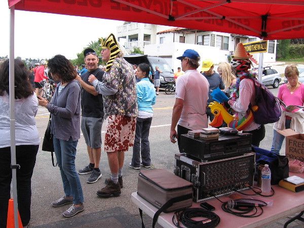 Announcers on Laurel Street hill provided pre-race music, then humorous, light-hearted commentary.