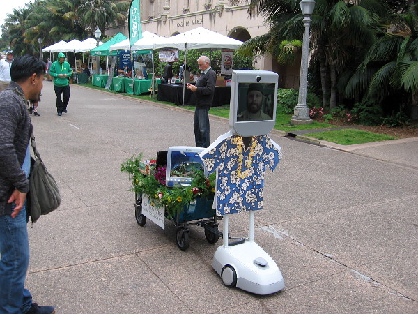Is that a digital Sheldon Cooper on the screen? No! It's a fun remote-control parade float created by the Balboa Park Online Collaborative.