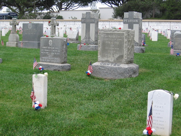 Many old granite markers at Fort Rosecrans National Cemetery recall decades and centuries of history.