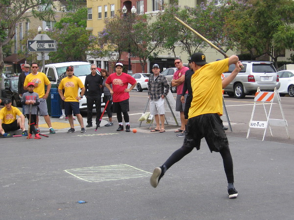 Watching a Memorial Day weekend game of stickball in San Diego's Little Italy.