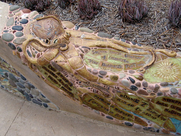 An octopus on a low wall embraces citizens and businesses in Solana Beach who are part of this coastal community.