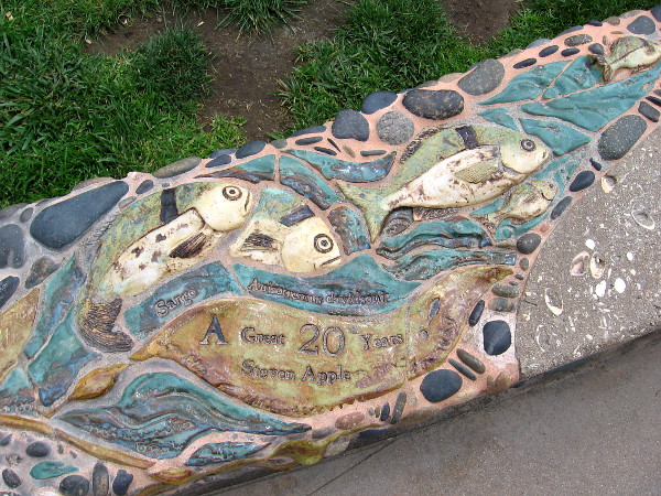 More ceramic fish along the public walkway that heads down through Fletcher Cove Park to the small beach.