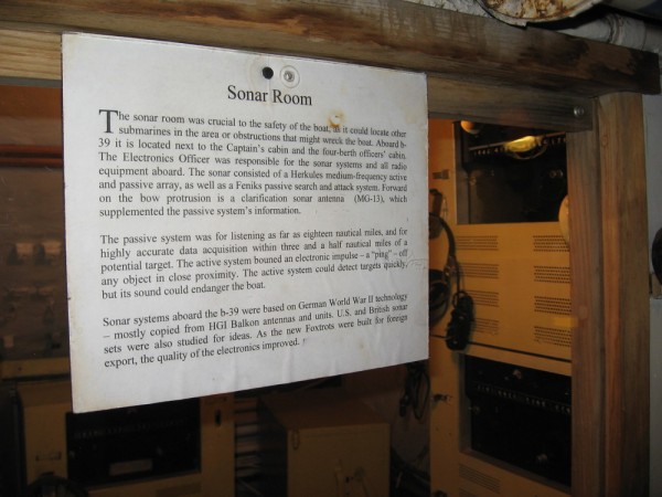 The sonar room was critical to the safety of the submarine. Without sonar, the underwater vessel had no eyes.