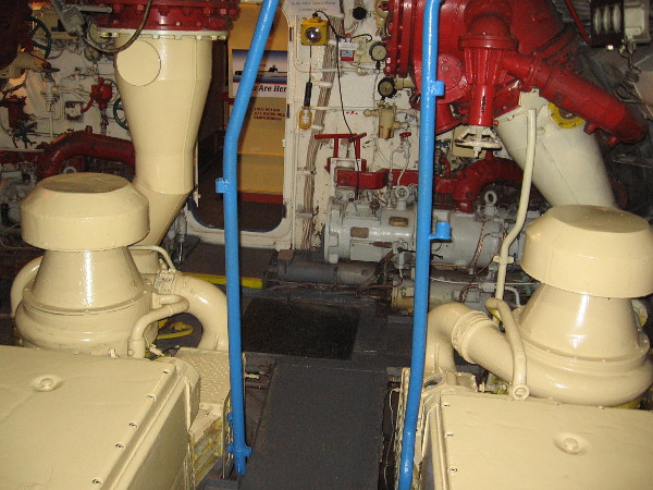 Another photo inside the museum's B-39 engine room. During the 1962 events, the B-59's batteries were low and the air conditioning had failed. Their hot engine room must have been intolerable.