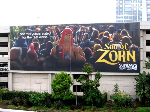 One of the three large Son of Zorn banners hung on the parking garage of the Hilton San Diego Bayfront for 2016 Comic-Con.