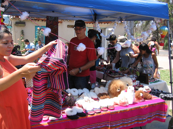 Many Peruvian products were on display and for sale in tents around the grassy lawn.