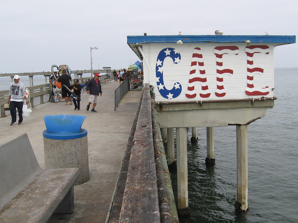 The familiar old Pier Cafe has a brand new red, white and blue paint job!