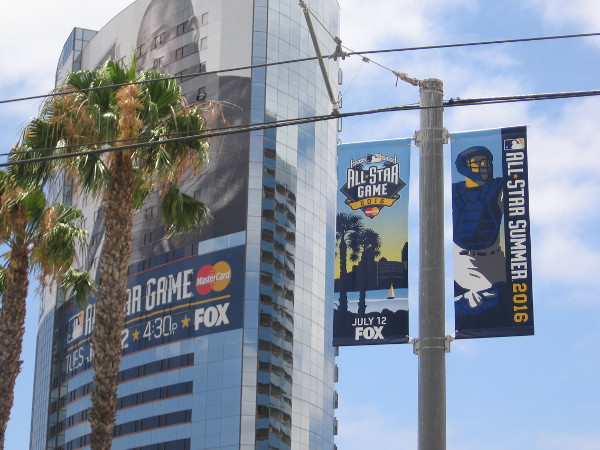 MLB All-Star Game banners along the Martin Luther King Jr. Promenade and the Green Line of the San Diego Trolley. The big game is Tuesday, July 12, on FOX, but there will be many other cool events all weekend leading up to the big game.