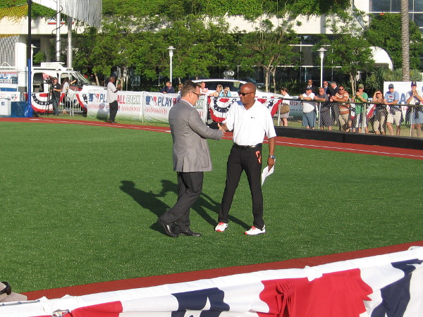 The brief opening ceremony of the All-Star Youth Classic at PLAY BALL PARK included speeches by representatives from Major League Baseball and our own San Diego Padres.