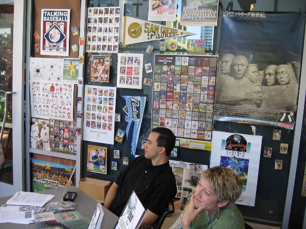 Just before stepping into the Neil Morgan Auditorium visitors are greeted with lots of professional baseball memorabilia!