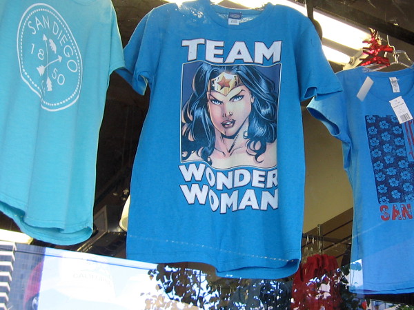 This merchant in the Gaslamp Quarter is betting lots of Comic-Con fans will be on Team Wonder Woman.