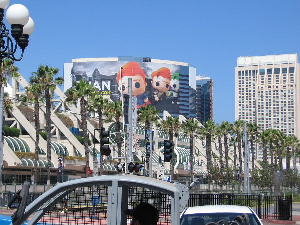 Beyond the construction, I spotted the big new Funko Pop! Conan O'Brien building wrap.