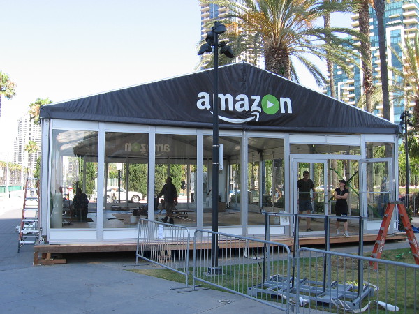 I was told this Amazon pavilion will be the scene of a virtual reality activity. I'm guessing lots of Comic-Con fan will be bumping around inside wearing VR headsets.