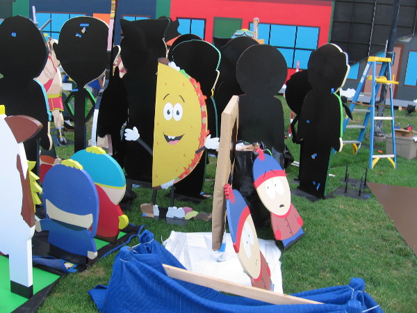 The South Park 20 Interactive Fan Experience is slowly being assembled on Martin Luther King Jr. Promenade. Lots of scenes and characters will be included.