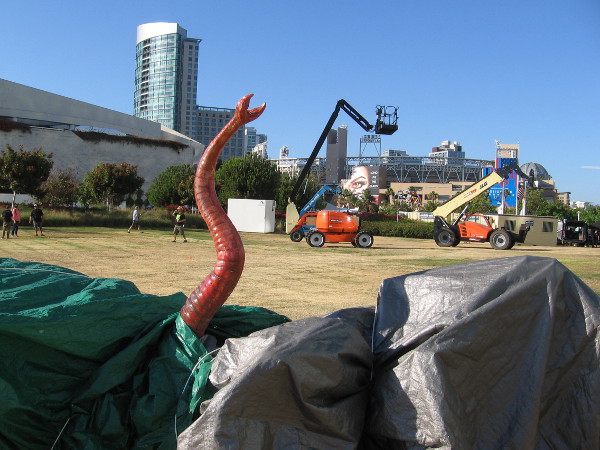 The park in frnt of the Hilton will feature The Comic-Con HQ Live Stage, FOX Television, and FX. Not much has been erected here yet, either!