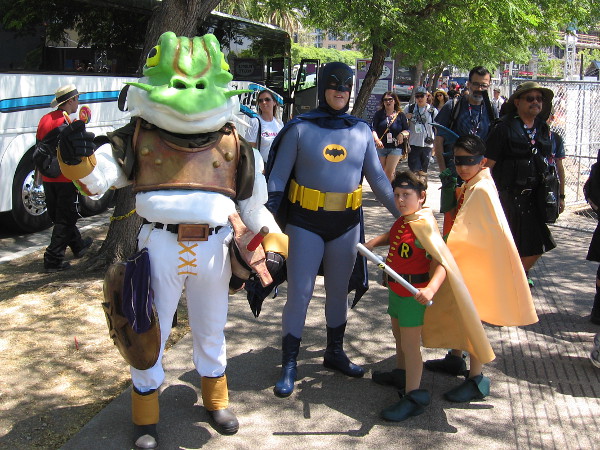 No worries! Batman is nearby! So are a couple of Robins. And so is Glenn the Frog from the old video game Chrono Trigger.
