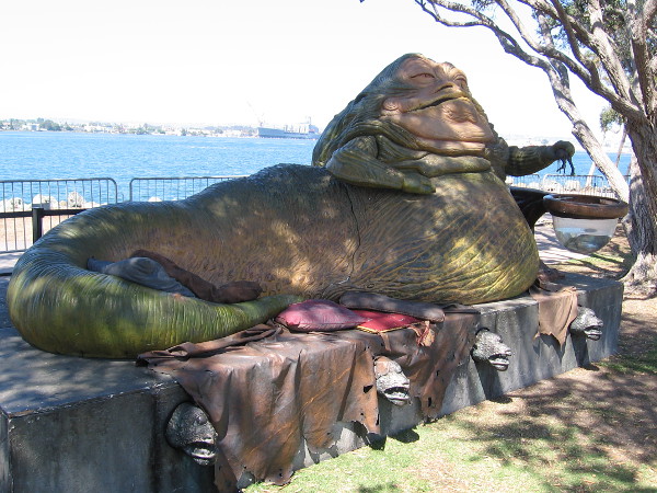 Check it out! An awesomely cool Jabba the Hutt sculpture at Con-X. It was created by Gentle Giant Studios.