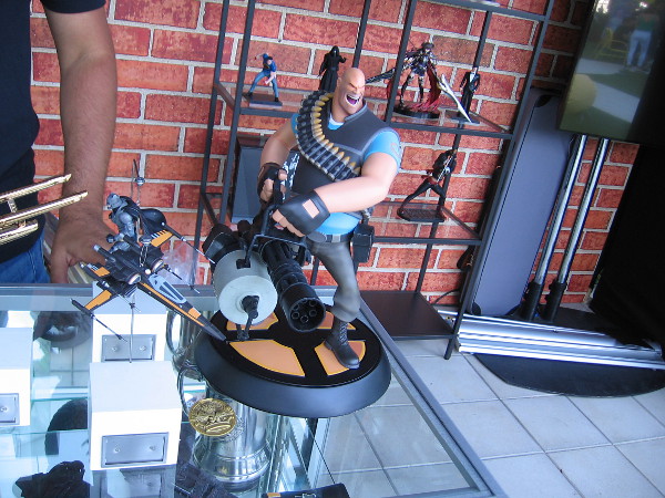 A collectible figurine of Heavy, from Team Fortress 2, on display at Comic-Con HQ.
