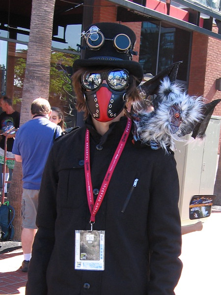 This guy just decided to invent a cool character with creepy steampunk elements for Comic-Con.