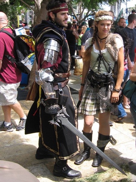 These Medieval period enthusiasts hail from the Barony of Calafia. They are members of the Society for Creative Anachronism.