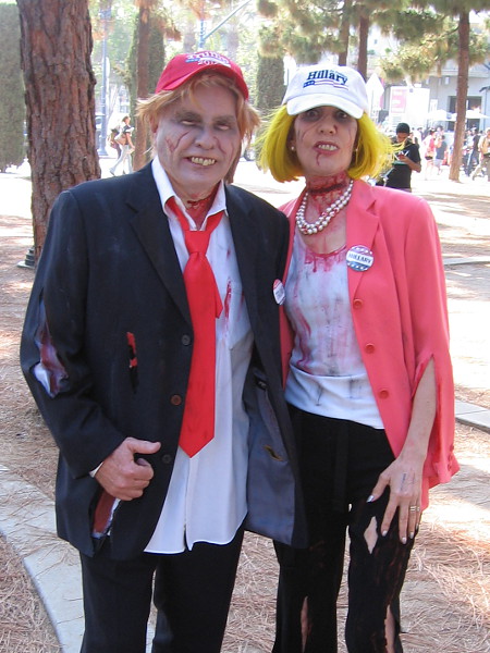 Oh, horrors! Trump and Hillary have both become zombies! I guess we're all doomed no matter what.