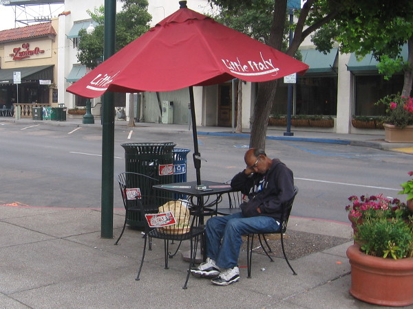 It's still early morning in Little Italy, so perhaps everyone isn't quite ready to tackle the day.