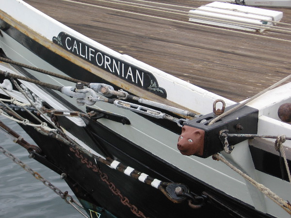 Californian, official tall ship of California, will participate in the 2016 Festival of Sail this coming Labor Day weekend. Right now it's docked at the Maritime Museum.