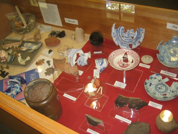 Artifacts found under the rebuilt McCoy House date from the 1830's to 1850's. They include fragments of daily life from that era