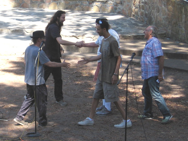 The Mighty P.E.N.S. appear to be mighty friends. No words required.