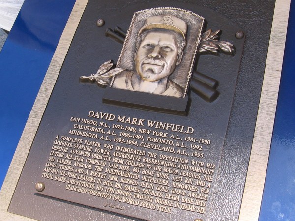 Dave Winfield played for the San Diego Padres from 1973 to 1980. A talented outfielder, he swung the bat with incredible power. A special plaque for him now stands in front of the "Padres In Cooperstown" wall at Petco Park.