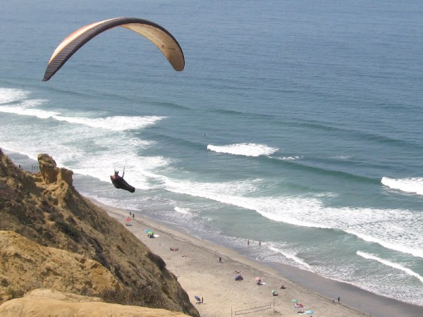 Paragliding above Black's Beach, a favorite destination for surfers and Southern California nudists!