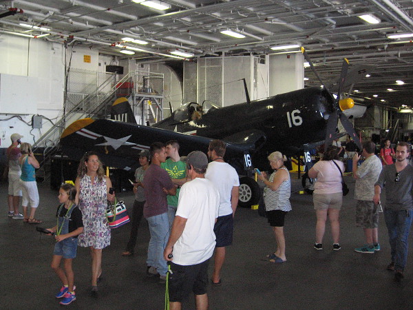 Inside the hangar deck of the USS Midway during 2016 Fleet Week. The aircraft carrier has been voted best museum ship in the United States.
