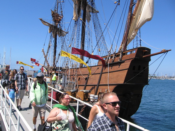 Docked behind the Maritime Museum's steam ferry Berkeley, the galleon replica San Salvador made its public debut during the 2016 Festival of Sail.