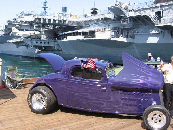 One of many cars that visitors to the Embarcadero can check out. They are on display to promote the speed festival at North Island next weekend. Races are held on the Navy air base's huge runway!