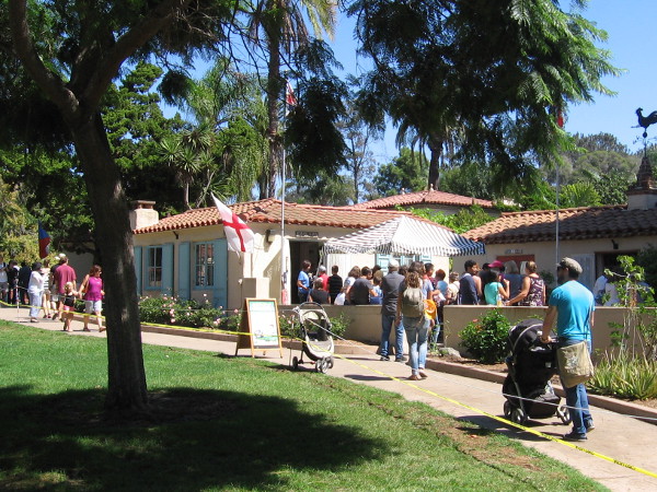 People converge on the House of England in Balboa Park to listen to a story box telling of Dahl's fun story The Magic Finger.