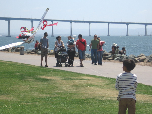 A boy and a kite at Embarcadero Marina Park North.