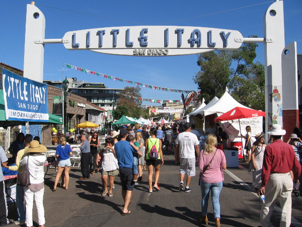 Thousands turned out along several blocks of India Street for the annual celebration of Festa.