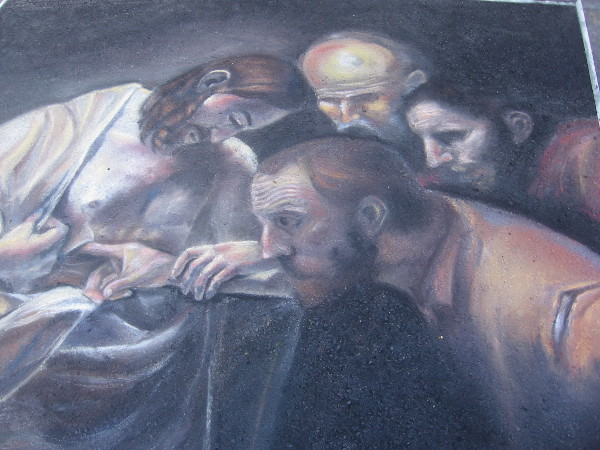 Canyon Crest Academy. A chalk depiction of The Incredulity of Saint Thomas by Caravaggio.