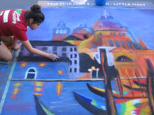 Liberty Charter High School. A scene from Venice, Italy produced with chalk.
