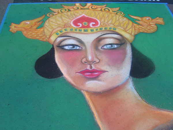 Team Parada. Colored chalk has produced a stunning face.