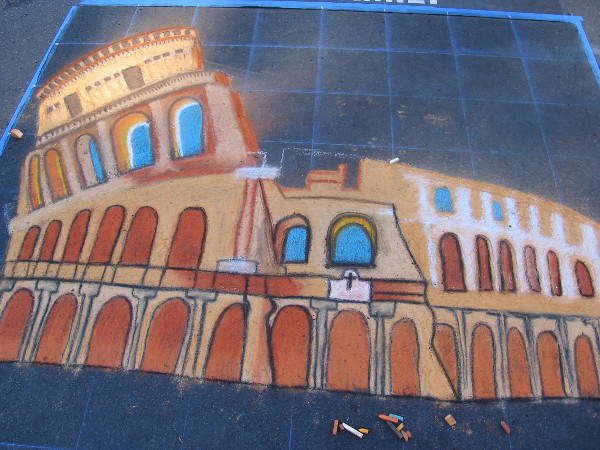 Grasiela Rodriguez. The iconic Roman Colosseum. A work of Italian chalk art.