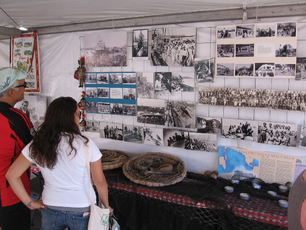 An exhibit in the cultural pavilion included old photos of life in Little Italy, a neighborhood in San Diego once associated with fishing.