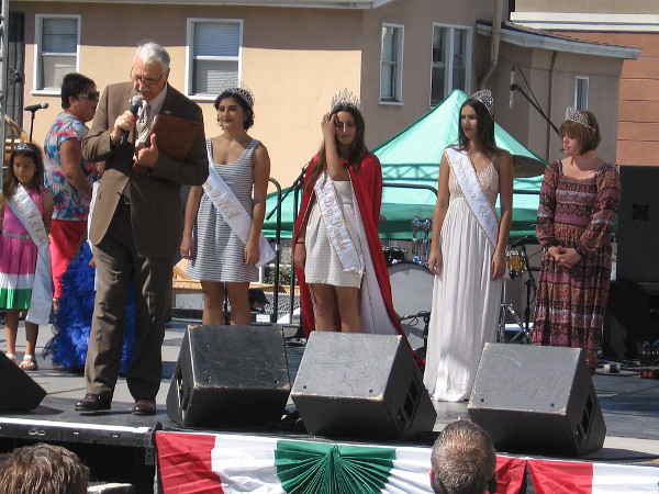 The Columbus Day Queens are presented on stage during 2016 Festa in Little Italy.
