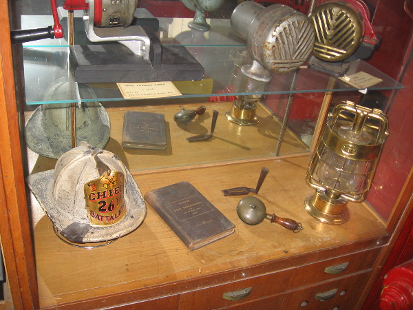 Another display case at The San Diego Firehouse Museum contains all sorts of interesting old artifacts.