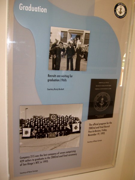 Photos of graduation from San Diego's NTC include the final 1993 ceremony before the base closed.