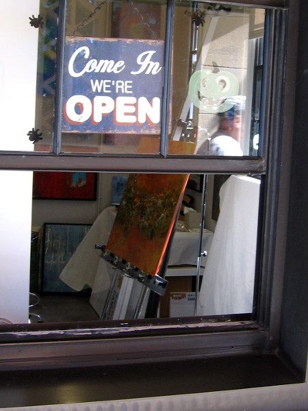 Window into one artist's studio. Artists, museums and cultural attractions now occupy many of the historic Navy barracks at Liberty Station.