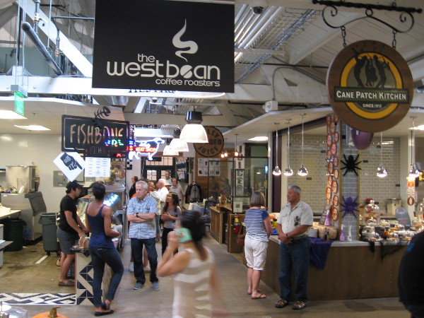 A busy Saturday inside the new and very popular indoor Liberty Public Market.