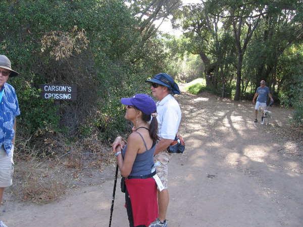 Kit Carson crossing is an historically important spot in Peñasquitos Canyon. Kit Carson crossed the creek here during the Mexican-American War. General Kearny's US Army of the West was faced with formidable Californio lancers in San Pasqual, and the legendary frontiersman Kit Carson snuck away in the middle of the night to summon reinforcements from San Diego. The later 1857 Jackass Mail stagecoach line also ran through here enroute to San Diego.
