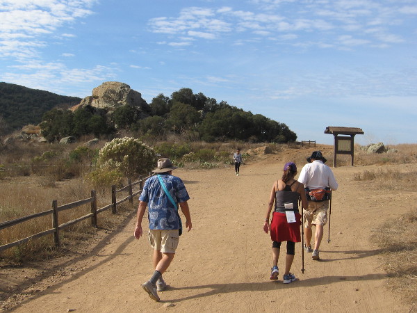 Now we're approaching a sign and a large rock outcropping, which I learned is volcanic.