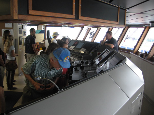 The huge computerized control console looks like it belongs on a spacecraft!